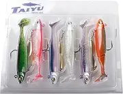 Balifly Fishing Lures Soft Plastic Paddle Tail Swim Baits with Spinner Blade Jig Head for Bass Crappie Trout for Saltwater and Freshwater Fishing Bait 6pcs FS/RE-12