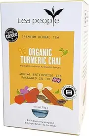 Tea People Organic Turmeric Chai Herbal Tea 20 Pyramids in Dispensing Box 60 g