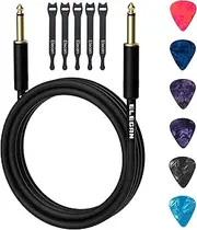 Guitar Cable 75 Feet -Straight to Straight Instrument Cable-Gold Plated-1/4 Inch TS Professional Electric Bass Guitar Cord Amp Cable 6.35mm Male PVC Jacket with 6 Guitar Picks+5 Ties