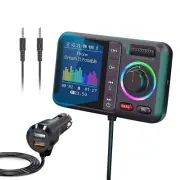 1pc Bluetooth 5.0 Car Wireless FM Transmitter Adapter 2USB PD Charger AUX