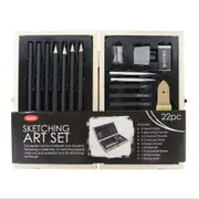 22pc Jasart Pencil/Charcoal Sketching Set w/ Wooden Travel Box