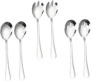 1Set Stainless Steel Salad Serving Includes Slotted Spoons Forks and Solid Spoons for Catering Parties and Daily Use Classic Design and Easy