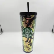 Starbucks 2021 Halloween Black Gold Foil Spider Web 24oz. Venti Tumbler NWT