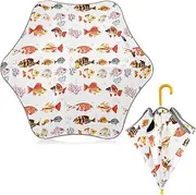 [Caihoyu] Toddler and Little Kid Umbrella with Reflective Strip Travel Umbrella with Pinch-Proof Closure and Easy-Grip Hook Handle for Girls & Boys