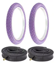 PAIR OF PURPLE BICYCLE PRO+ TIRES W/HEAVYDUTY TUBES IN 18 X 2.125 COMP III TREAD