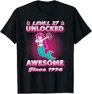 [X.Style] Level 27 Unlocked Gamers Born 1996 Dab Mermaid 27th Birthday ds1165 T-Shirt (L) Black