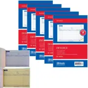 5 X Carbonless Invoice Receipt Record Book 2 Part Duplicate Copy