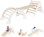 HONEY JOY Kids Triangle Climbing Toys Set, 5 in 1 Toddler Wooden Climbing Gym...