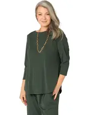 [Fella Hamilton] Tempest Boat Neck 3/4 Sleeve Top in Olive