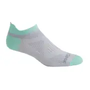 Wrightsock Coolmesh II Tab Lt Grey/Lucite S AU 4-6 Womens Running Active Socks