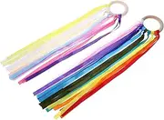 LALADEFIEE 2Pcs Rainbow Ribbons Hand Kite Sensory for Dance Parties Gymnastics and Performance Streamer Wands for Day Festivals