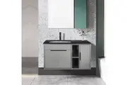 ACA 90x50CM Vanity Unit Bathroom Basin sink Wall Cabinet Storage Marble Top with Ceramic sink Arki
