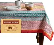 Maison d' Hermine Table Cloth Rectangle Table 100% Cotton 54 x 72 Inches Tablecloth Reusable Decorative Everyday Use for Dining Room, Farmhouse, Home, Party, Festive & Wedding Spring Summer - Provence