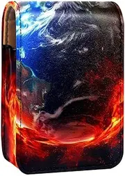 Travel Lipstick Organizer Case,Lipstick Case Portable Makeup Bag with Mirror,3D Yin Yang Gossip Sun Earth
