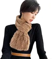 [Hcclijo] Winter Fur Scarf Women's Mink Mink Knitted Scarf Strap Thickened Wool Scarf