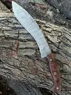 16" Custom handmade Damascus steel kukri knife fixed blade wood handle camping