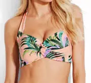 NEW WITH TAGS SEAFOLLY LADIES TWIST PEACH PALMAS BIKINI TOP SIZE 10