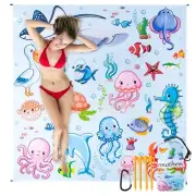 Beach Blanket Sandproof Beach Mat 79" X 82" for 4-7 Adults Large Waterproof B...