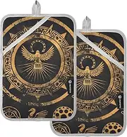 PDZRMY Ancient Symbol Brown Pot Holders for Kitchen Heat Resistant Pot Holders Sets Oven Hot Pads Trivet for Cooking Baking 2 Piece Set 7” x 9.8”
