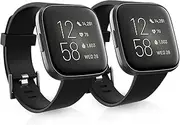 [Dr.Sept] 2 Pack Fitbit Versa 2 Bands, Fitbit Versa 2 Bands for Women Men, Classic Soft Silicone Replacement Sports Bands Compatible with Fitbit Versa 2 / Fitbit Versa/Versa Lite/Versa SE