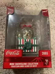 Coca-Cola Bear Present Christmas VTG Mini Snow Globe Coke Ornament NOS New 2005