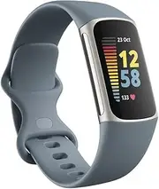 Fitbit Charge 5 Activity Tracker with 6-Months Premium Membership Included, up to 7 Days Battery Life and Daily Readiness Score, Steel Blue/Platinum Stainless Steel