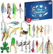 Fishing Advent Calendar | 24X Advent Calendar Fishing Christmas Countdown,Countdown Lures Fish Bait Calendar Christmas Countdown Calendar for Fishing Lovers