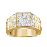 "Gold Label" 18K Gold-Plated Men's Diamond Ring