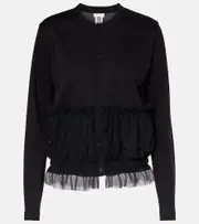 [Noir Kei Ninomiya] Noir Kei Ninomiya Ruffled cotton cardigan AU 8 black