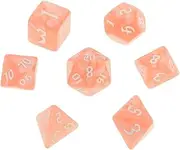 7Pcs Acrylic Digital Dices D3 D4 D6 D8 D10 D12 D20 Different Numbers Engraved Portable Intelligence Toys (Color : Light Pink)