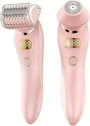 Body Hair Trimmer Kit Silk Glide Epilator Razor Painless Hair Removal at Home 2 in 1 Electric Shaver Razors for Women, for Sensitive Skin, Wet & Dry Cordless USB Charge