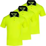[Sicalobo] High Vis Safety Polo Shirts for Men,Hi Vis Fluorescent Short Sleeve Tee,Moisture Wicking Work Shirt,3 Pack