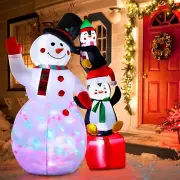 6ft Christmas Inflatables Outdoor Decorations Snowman with Penguins, Blow Up ...