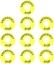 Emergency Stop Warning Circle: 10Pcs Emergency Stop Button - 22mm Inner Diameter Emergency Stop Sign for Push Button Switch Replacement