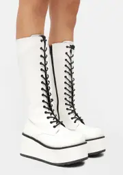 [Demonia] White Trashville 502 Platform Boots