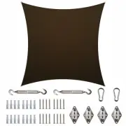 16 ft. x 16 ft. 190 GSM Brown Square Sun Shade Sail with Square Kit