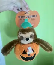 Fringe Studio Spooky Creatures Halloween Dog Toy Sloth Pumpkin Squeaker!! NEW!!