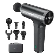 TaoTronics Massage Gun TT-PCA004 Grey, Handheld massager with IC chip, 10H Battery Life Deep Tissue Muscle Massager