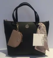 NEW WITH TAGS ANNE KLEIN STYLE TOP ZIP SATCHEL HANDLES/CROSSBODY BLACK HANDBAG