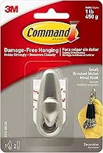 Command Forever Classic Metal Hook, Small, Brushed Nickel, 1-Hook (FC11-BN-ES)
