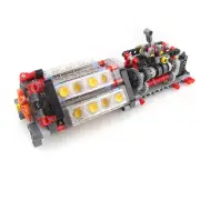 Mechanical Group V16 Cylinder Engine matched 6 Speed Gearbox MOC Building Bricks Parts Pack Blocks Model DIY Education T