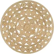 vidaXL Braided Jute Round Rug, 120 cm Diameter, Natural Brown Handmade Area Rug – Highly Durable and Low Maintenance – Each Piece Unique