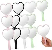 FOMIYES Handheld Heart Shape Mirrors 12 Pack Compact Makeup Mirrors Handle for Women Travel and Home Use