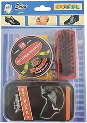 [2PK] LYLAC Shoe Care Kit, 3-Piece Set with Polish, Brush and Shine Sponge, Black