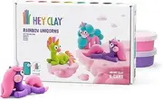 Hey Clay Rainbow Unicorns (Brighty, Cloudy, Sparky) - Colourful Modelling Kids - Air-Dry Clay Set 6 Cans and Fun Interactive Instructions