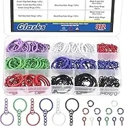 Glarks 372pcs Key Chain Rings Kit, Including 6 Colors 72pcs 25mm Keychain Rings, 150pcs 8mm Open Jump Rings, 150pcs 10mm Screw Eye Pins, Findings Bulk for Crafts and Jewelry Making