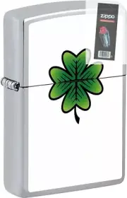 Zippo 08309 Four Leaf Clover Chrome Double Sided Lighter + FLINT PACK