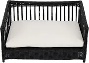 Teamson Pets 13.78" Clotho Outdoor Wicker Cat or Small Dog Daybed, Espresso/Cream