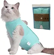Acoutpet Cat Recovery Suit Female Kitten Cat Onesie for Cats After Surgery Female Spay Surgical Abdominal Wound Skin Diseases Cone Collar Soft Alternative Wear (Matcha Green, M)