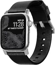 Nomad Hardware Horween Modern Band for Apple Watch, Silver/Black, 45 mm